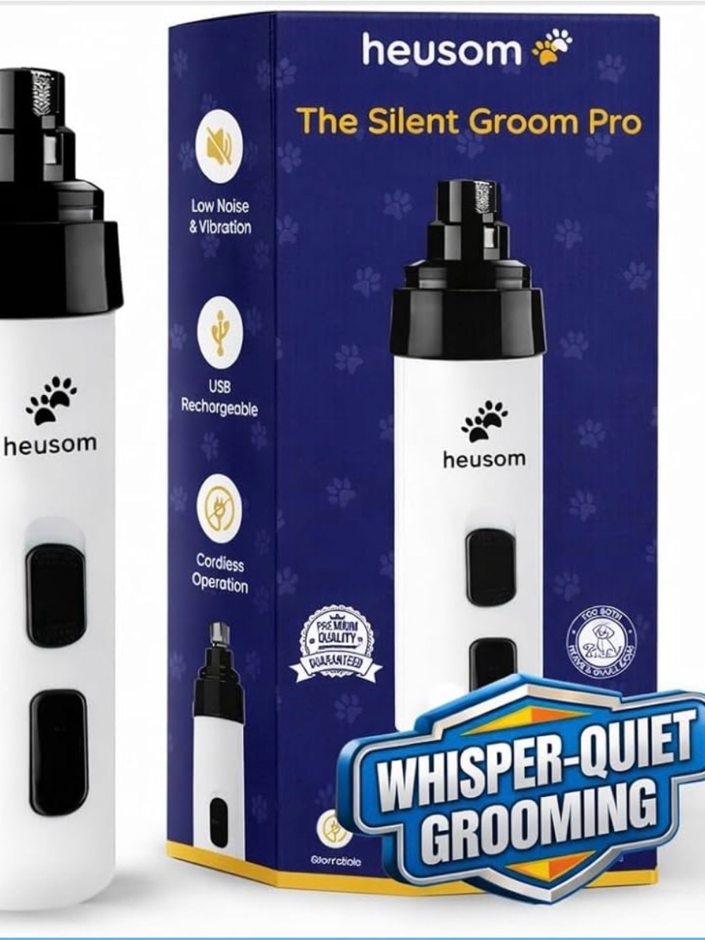 Heusom White & Black Silent Groom Pro Pet Nose Trimmer